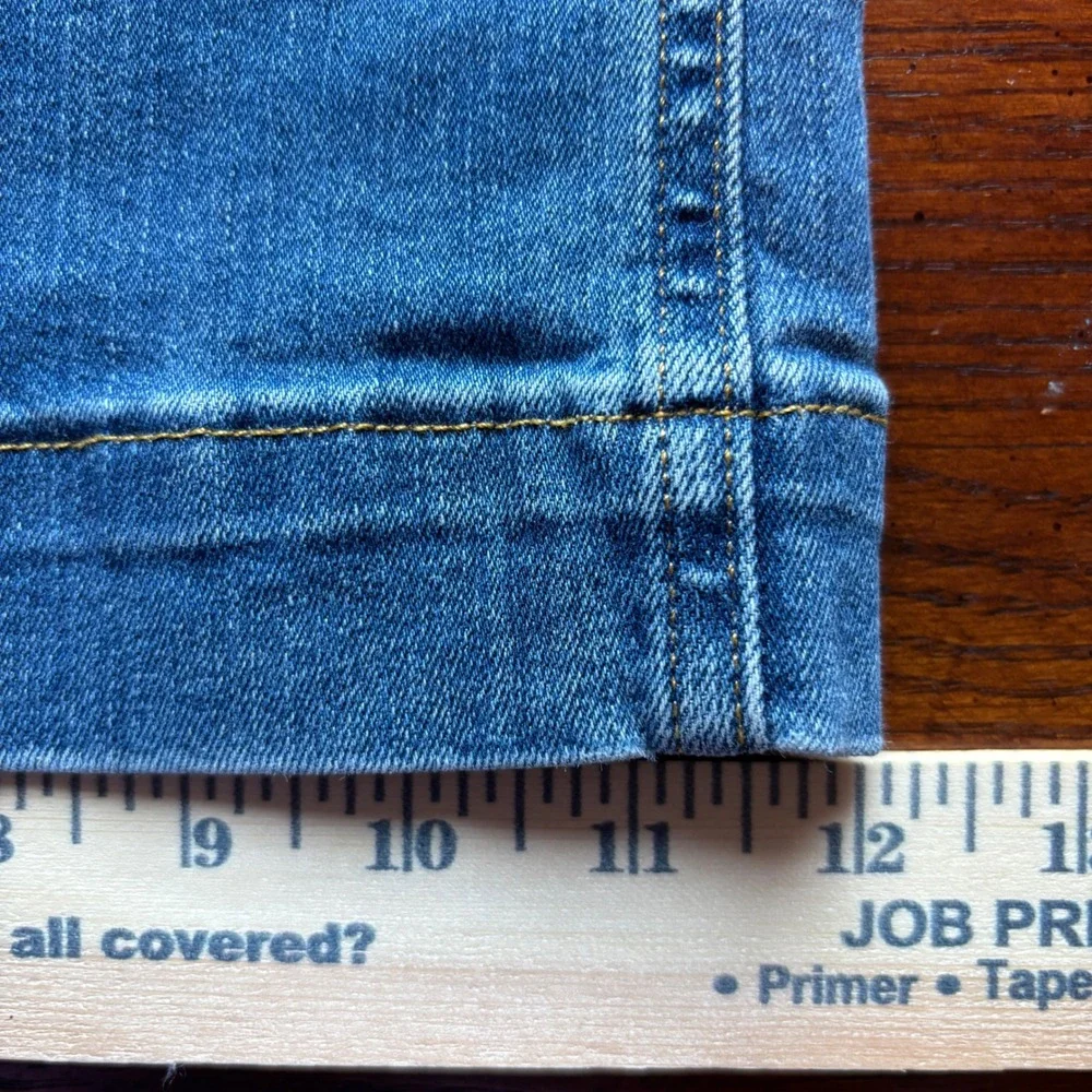 Spanx Flare Jeans Blue High Waist Stretch Pull On Wide Leg Front Seam Large Tall - Picture 15 of 16